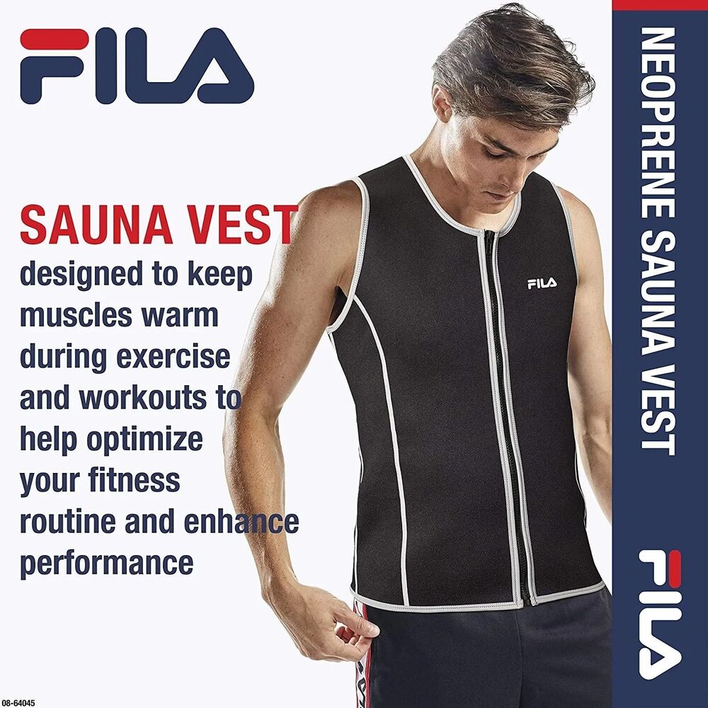 Fila Fitness Neoprene Zipper Sauna Vest Sweat Suit Tank Top Adult Men Size Small